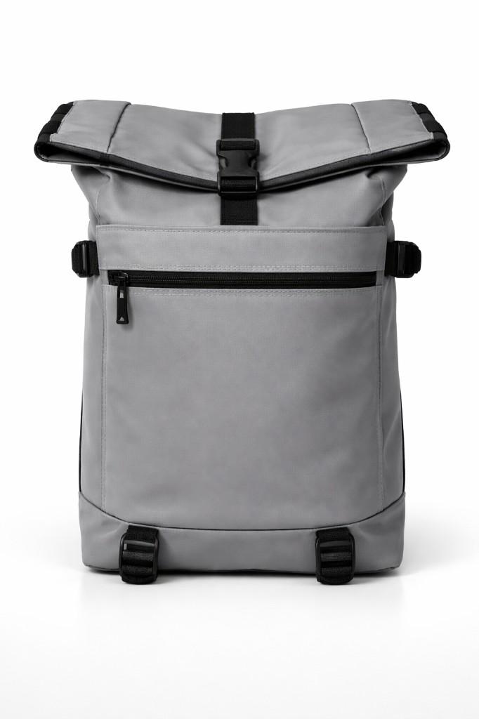 Roll-top hátizsák – szürke, fekete alj