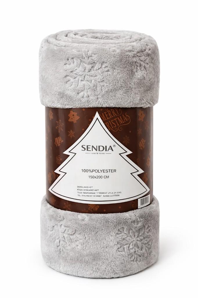 Sendia pléd – világosszürke, hópiros (150x200 cm)